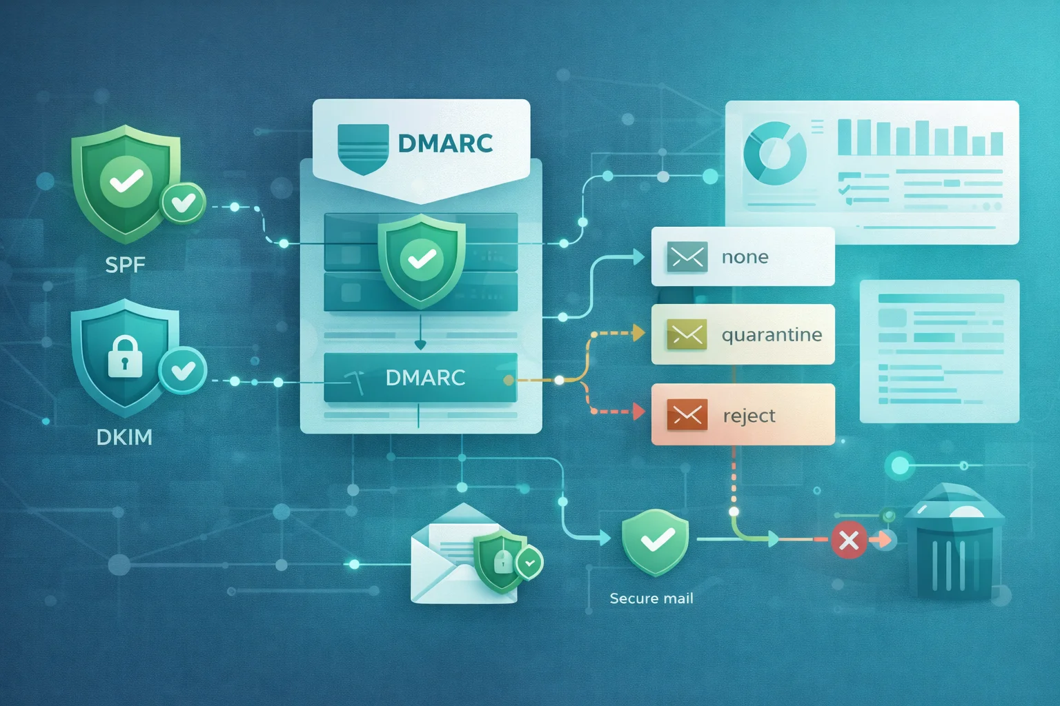 DMARC kaydı kurulumu ve politika geçişi